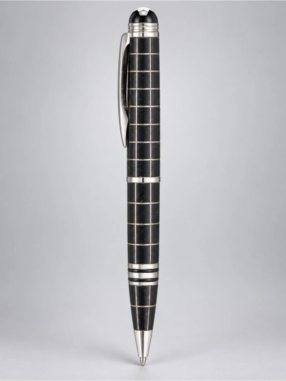 Montblanc StarWalker Metal Rubber Grid Ballpoint Pen Black Silver 8857